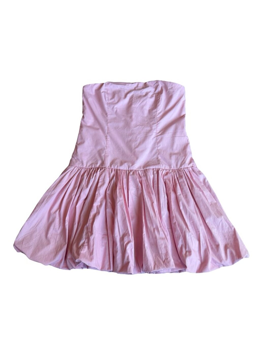 Abercrombie & Fitch Pink Bubble Hem Mini Dress Strapless Barbie Size Large NWT